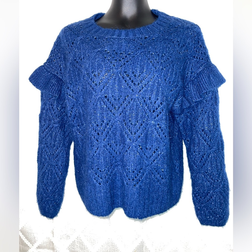 Old Navy Blue Knitted Sweater w/ Ruffle sleeves